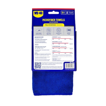 Wd-40 Multipurpose Microfiber Towel with Scrub Corner - Blue Color, 12PK L40125