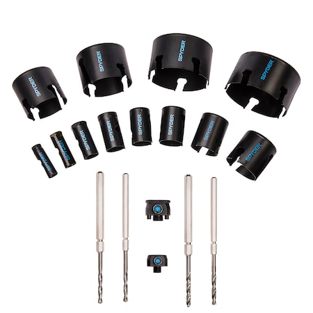 Spyder 18pc Tungsten Carbide Tipped TCT Kit, Wood/Masonry Hole Saw Set 600938