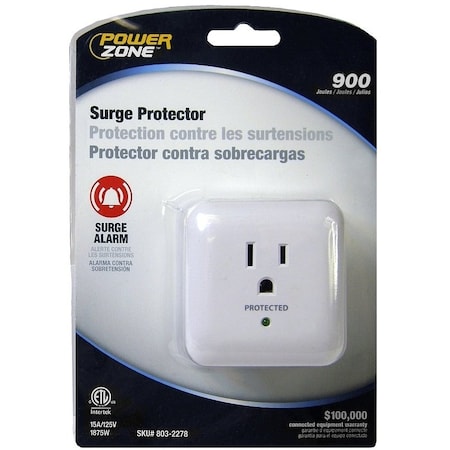 Powerzone Power Strip, Surge, 1 Outlet(s) White OR802105