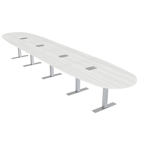 Skutchi Designs 18 Person Conference Table With Power Unit | 18' Boval Table | Harmony Series HAR-BOVL-48X216-T-WA7976-ESIL