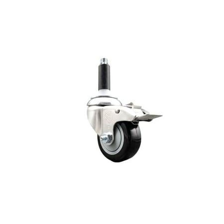 Service Caster 3 Inch 316SS Black Poly Swivel 7/8 Inch Expanding Stem Caster Lock Brake SCC SCC-SS316TTLEX20S314-PPUB-BLK-78