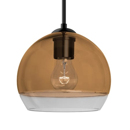Besa Lighting Besa Ally 8 Pendant, Amber/Clear, Black Finish, 1x 60W MAX E26 Base 1JT-ALLY8AM-BK