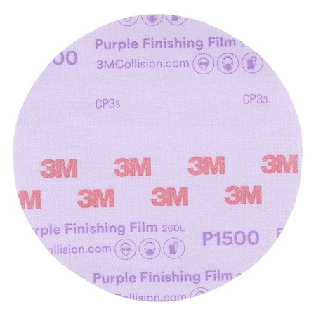 3M Finishing Film Abrasive Disc, Aluminum Oxide, P1500 Grit, Coated Type, 260L 7100193765