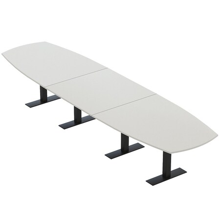 Skutchi Designs Arc Boat Conference Table With Power, 48 in W, 192 in L HAR-ABOT-48X192-T.BK-U779-NA