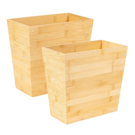 Happimess Zennie Rustic Minimalist Handcrafted Bamboo 1.6-Gal Tapered Stackable Rectangular Wastebasket, 2PK HPM1500A-SET2