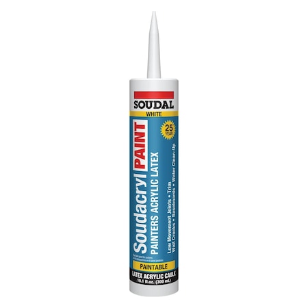 Soudal Usa Soudacryl PAINT Paintable Acrylic Latex Caulk 10.1 oz. White, 1296PK 146729