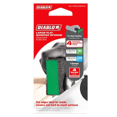 Diablo 5in. x 3in. x 1in. Assorted Large Flat Edge Sanding Sponges 4-Piece DFBLBLOSMF04G