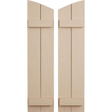 Ekena Millwork Sandblasted 2 Board Joined Board-n-Batten w/Elliptical Top Faux Wood Shutters, 11W x 50H, PR SHUBJL11X50SDPR
