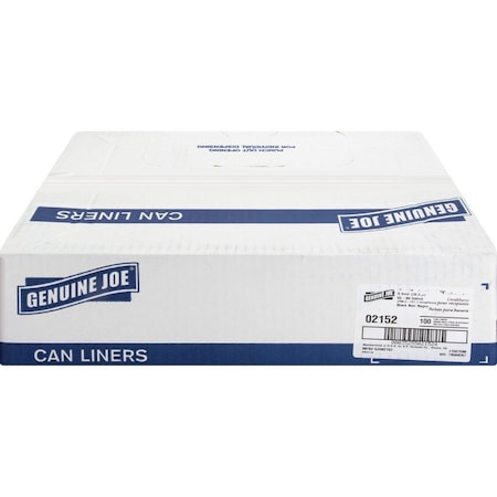Genuine Joe 60 gal Extra Large, 0.80 mil (20 Micron), Black, 100 PK GJO02152