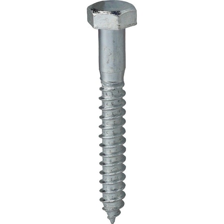 Dottie Lag Screw, 1/4 in, 3 in, Steel, Zinc Plated Hex Hex Drive, 100 PK LAG143