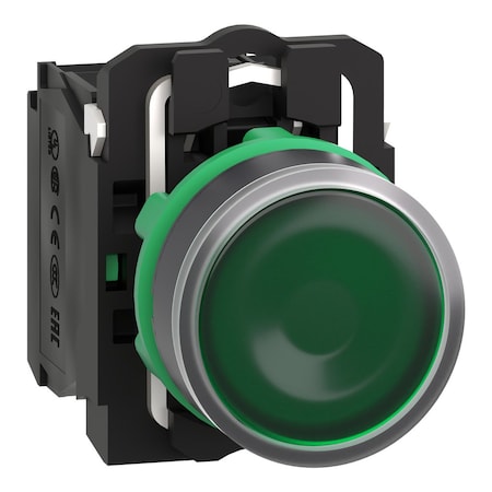 Schneider Electric Illuminated Push Button, 22 mm, 2NO, Green XB5AW33B3