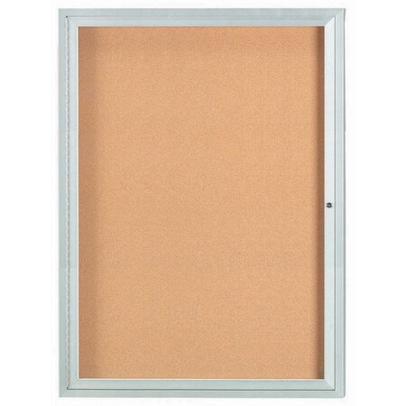 Aarco Enclosed Natural Pebble Grain Cork Bulletin Board w/ Clear Satin Anodized Al Frame, 48''Hx36''W DCC4836R