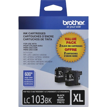 Brother High Yield Black Ink Cartridge, 2PK LC1032PKS