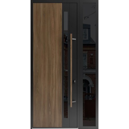 Vdomdoors Steel Door Dekton 0163 Venezia Noce 96вЂќ/ Side Exterior Window Sidelite Entry Door Painted W36+12x DEKTON0163EXD-VEN-W36+12xH96-LH-I