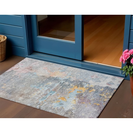 Homeroots 3' X 5' Granite Gray Abstract Washable Indoor Outdoor Area Rug 607788