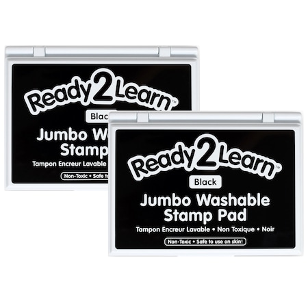 Ready 2 Learn Jumbo Washable Stamp Pad, Black, 6.2inL x 4.1inW, 2PK CE10030
