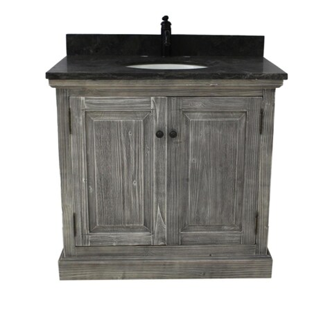 Infurniture WK1836-G plus WK Top 37 in. Rustic Solid Fir Sink Vanity In Grey-No Faucet WK1836-G +WK Top