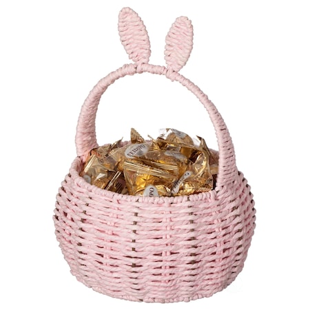 Wickerwise Hand-Woven Easter Bunny Ear Basket with Handle - Multi-Purpose Paper Rope Wicker Basket for QI004723.PK
