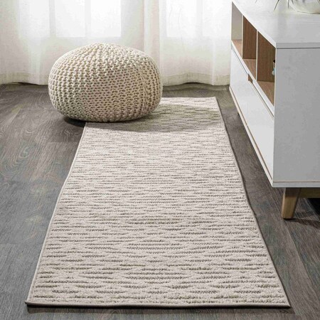 Jonathan Y Ararat High-Low Pile Moroccan Diamond Modern Beige 2 ft. x 10 ft. Indoor/Outdoor Runner Rug SBH105A-210