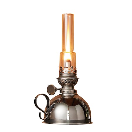 Kings County Tools Oil Lamp 9 in Tall Lantern with Antique-Style Nickel Body & Glass Chimney Decorative Kerosene GW78A05-22