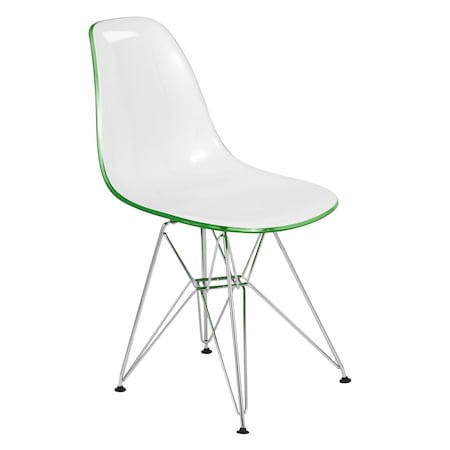 Leisuremod Cresco Clear Acrylic Dining Chair with Chrome Eiffel Base, 2PK CR19WG