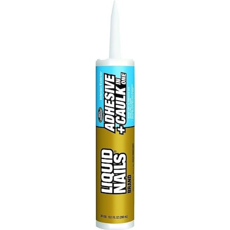 Liquid Nails Adhesive Caulk, Bright White, 40 to 100 deg F, 10.1 oz Cartridge LN-150