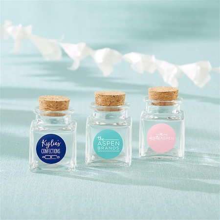 Kate Aspen Personalized Petite Treat Square Glass Favor Jar, Set of 12 27084NA-CP