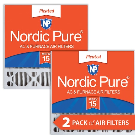 Nordic Pure 20x20x5 Pleated Air Filter, High Capacity, Electrostatically Charged Synthetic Media, MERV 15, 2 PK 20x20x5HM15-2