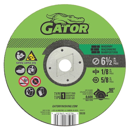 Gator Finishing 6.5 in. X 1/8 in. X 5/8 in. Masonry Cut-Off Wheel, Type 1 9630