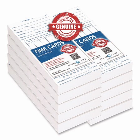 Pyramid Technologies Time Cards For 3800 Time Clock, 1000PK 3800-10MB