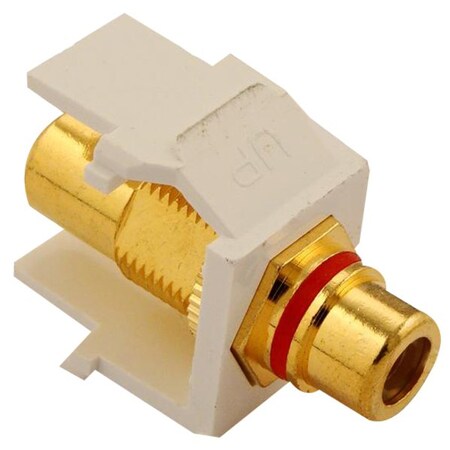 Leviton 1-Port Rca-Type Insert, Gold-Plated W/Red Stripe, White Quickport 40830-BWR