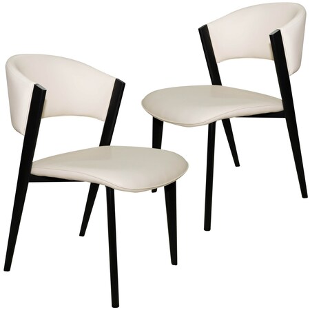 Leisuremod Aspen Collection Modern Dining Chair Black Frame in White, 2PK ACBL51W2