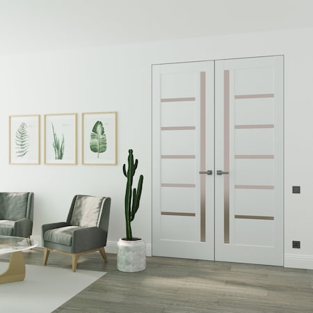 Sartodoors Hidden Double Doors White 48x80 (2* 24x80) Solid Core Modern Interior QUADRO4088DMF-WS-48x80-RH-I