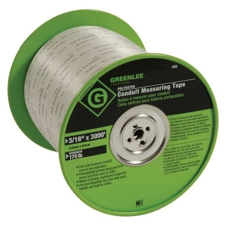 Greenlee Measuring Tape, Conduit, 3000 Ft x 3/16 In 435