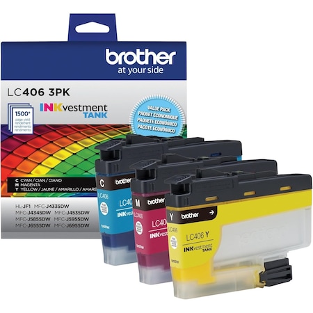 Brother Standard Yield Cyan, Magenta & Yellow Ink Cartridge, 3PK LC4063PKS