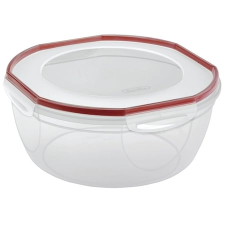 Sterilite UltraSeal 0 Storage Bowl, 81 qt Capacity, Plastic, ClearRocket Red, 558 in Dia, 12 in H 3958602