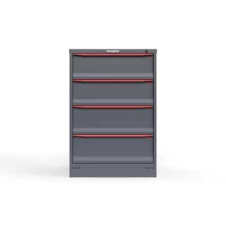 Strong Hold 4 drawer cabinet - (2x 8ft, 2x 9ft) - Red accents - Keyed Different S3044-PPDAS-0401DS
