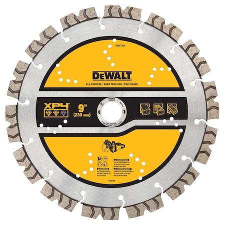 Dewalt DiamondSawBlade, Diam:9", Thick:0.1" DW47924