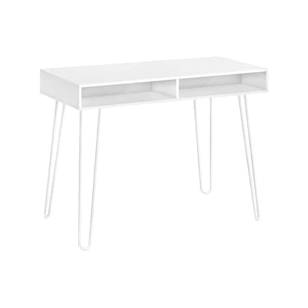 Homeroots 40" White Wood and Metal Hairpin Computer Desk 489859