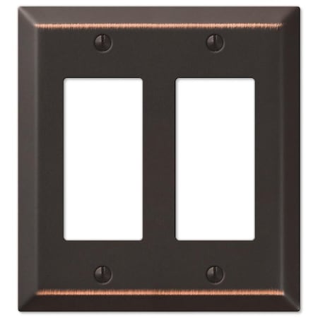 Amerelle Century Wallplate, 4-15/16 in L, 4-9/16 in W, 2 -Gang, Steel, Bronze 163RRDB