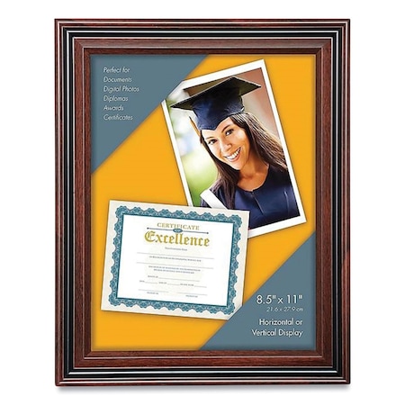 Victory Light Plastic Certificate Frame, 8.5 x 11, Rosewood/Black VS4501B.811