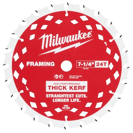 Milwaukee Tool 7-1/4" 24T Thick Kerf Framing Circular Saw Blade Contractor Pack - 2(5 PK) 48-40-2740