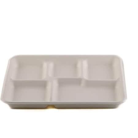 Ecoquality 10 x 8.3 x 0.9 In 5-Compartment Sugarcane Fiber Disposable Cafeteria Serving Tray, 1000PK EQ5COMPLUNCH-1000