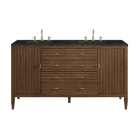 James Martin Vanities Myrrin 60" Double Vanity, Mid Century Walnut, w/ 3 CM Phantome Eclos Top 485-V60D-WLT-3PHT