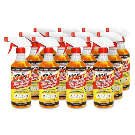 Trick Shot Sustainable Products Penetrating Lubricant, 16 oz, Bottle, H1- Food Grade, Yellow, 12 PK TSPL16OZBSH12PK