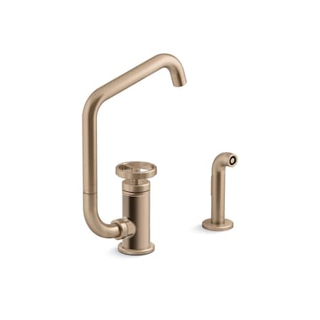 Kohler Billet Single-handle bar sink faucet with two-function extended-reach spout and side sprayer 28667-9-BV