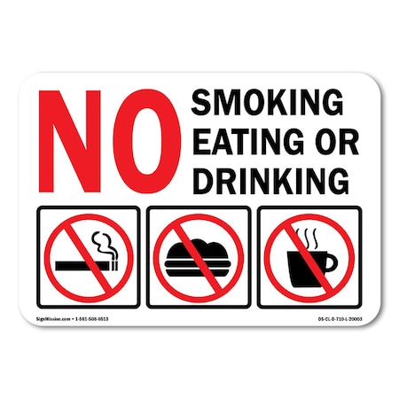 Signmission OSHA No Smoking Eating or Drinking W/ Graphic, Size: 12in X 18in Rigid Plastic, OS-CL-P-1218-L-20003 OS-CL-P-1218-L-20003