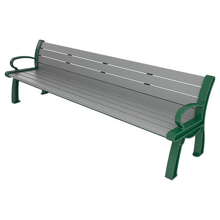 Ultrasite Heritage Outdoor Bench, 96 in L, Gray PB 8GRAGFHER