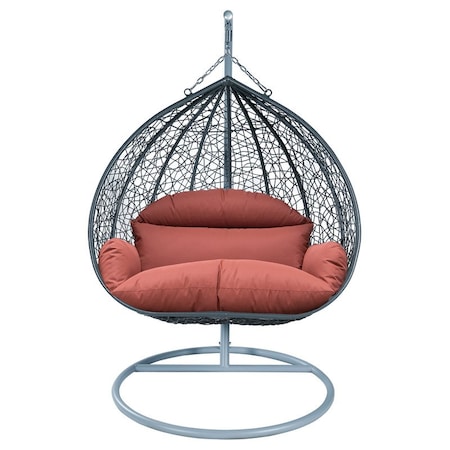 Leisuremod Teardrop Hanging Swing Chair with Stainless Steel Stand, 440 lb Capacity, Weatherproof RSCGR-57DOR