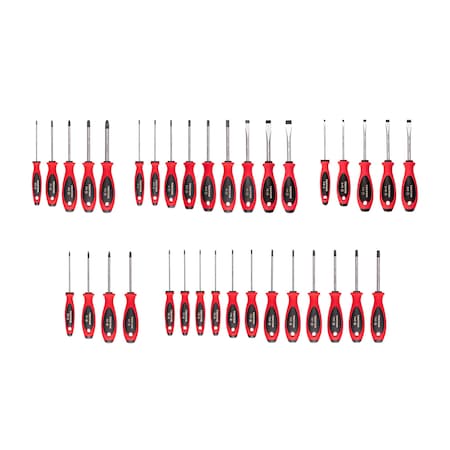 Tekton Phillips, Slotted, Torx, Square Screwdriver Set - 4 Inch Shanks (35-Piece) DWZ90014